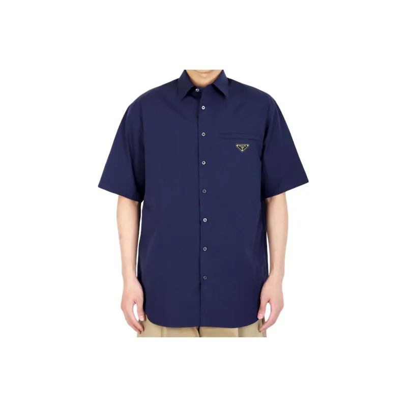 PRADA Triangle Enamel Logo Buttoned Shirt-0