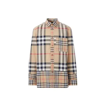 Burberry Contrast Check Cotton Shirt Archive Beige