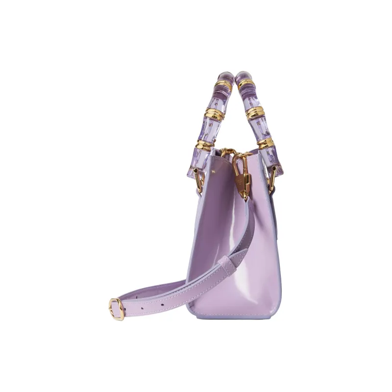 GUCCI Diana Polished Leather Tote Bag, Shopping Bag, Shoulder Bag, Handbag Mini Women's Light Purple-2