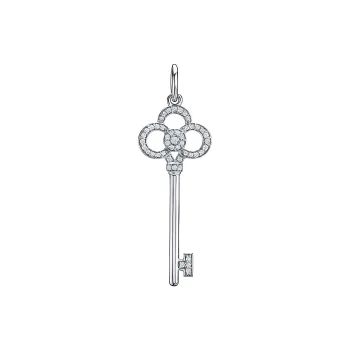 TIFFANY & CO. 2010s Pre owned 18kt White Gold Crown Key Diamond Pendant