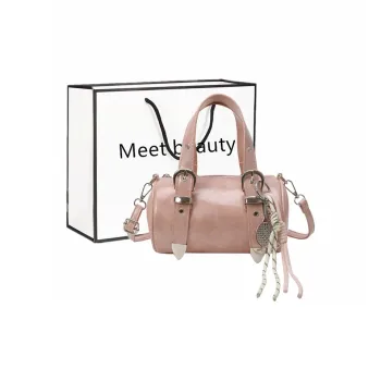 Fitchell PU Cylinder Bag, One Shoulder Handbag Women's Pink/Black/Ecru/Khaki/Blue