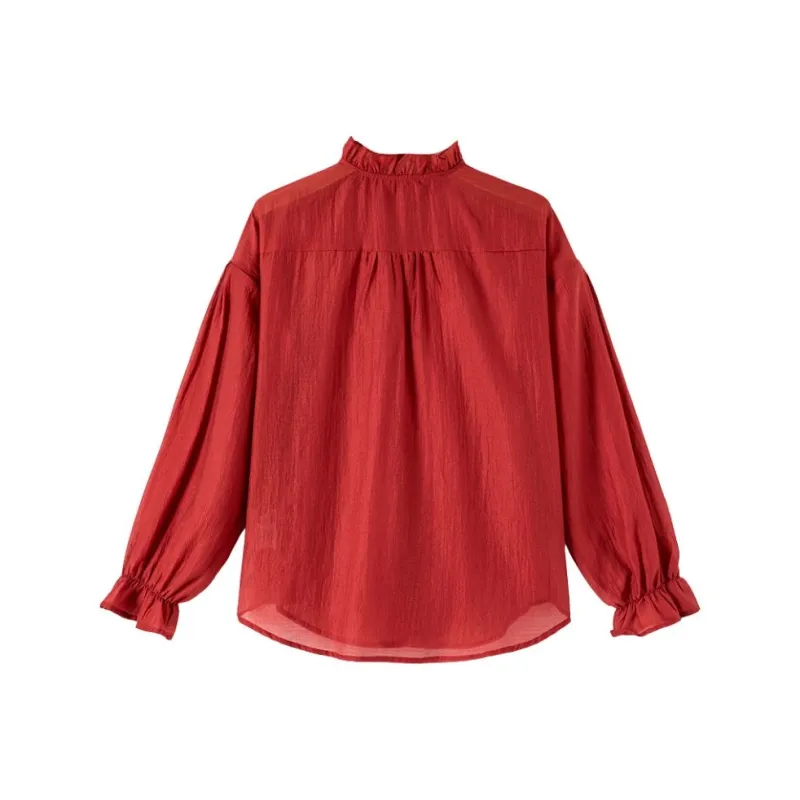 Late White Shirts Women's Red-1