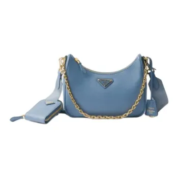 PRADA Re Edition Calfskin One Shoulder Handbags Women's Star Realm Blue