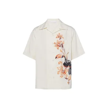 PRADA Short-sleeved Silk Shirt Shirt Men's White