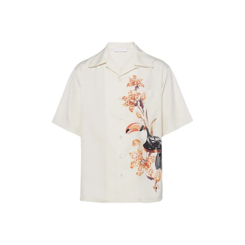 PRADA Short-sleeved Silk Shirt Shirt Men's White-0
