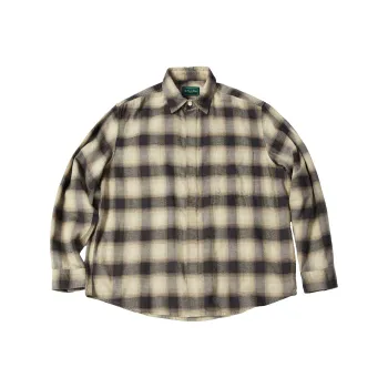 Haonanhuang Shirt Unisex Brown Plaid