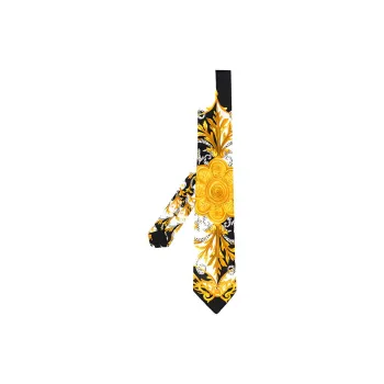 VERSACE Silk Silk Tie Men's Black/Yellow