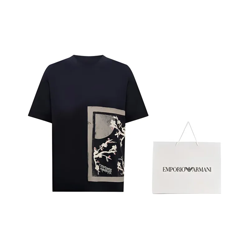EMPORIO ARMANI SS24 Drop Shoulder Sleeve T Shirt Men's Navy Blue-3