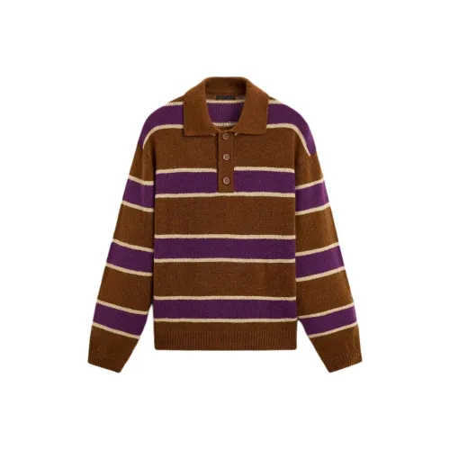 ZARA Polo Shirt Men's Brown Yellow
