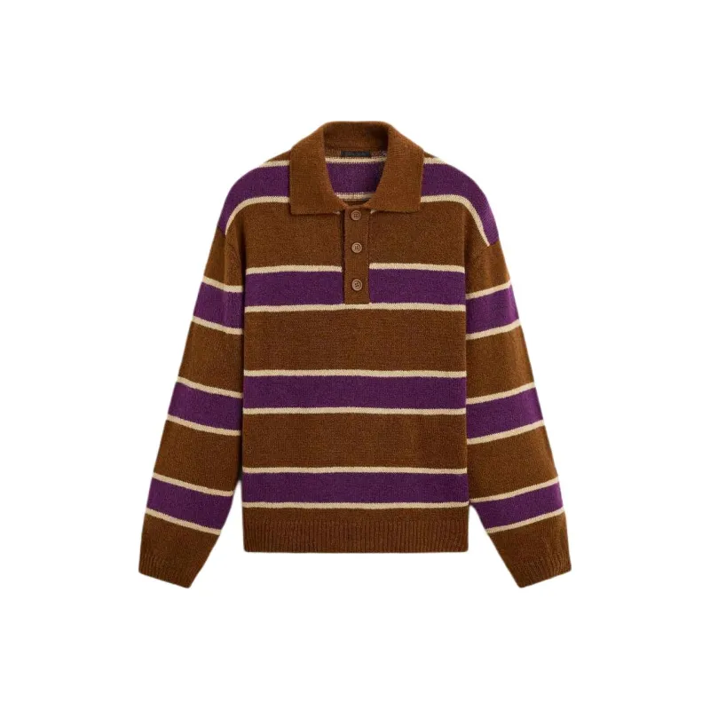 ZARA Polo Shirt Men's Brown Yellow-0