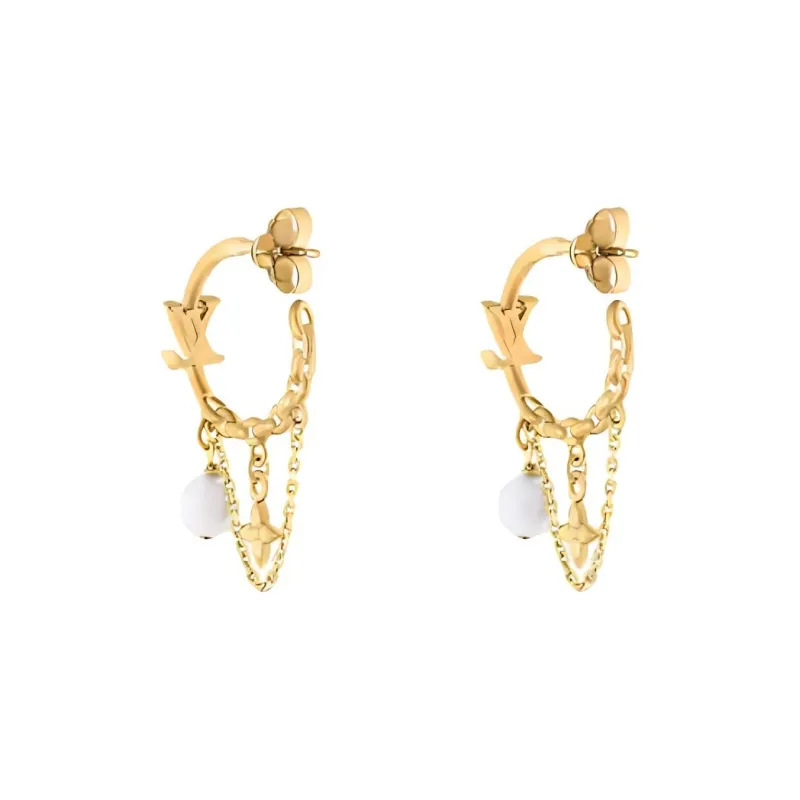 LOUIS VUITTON Metal, Resin, Bead Earrings Women's Gold-1
