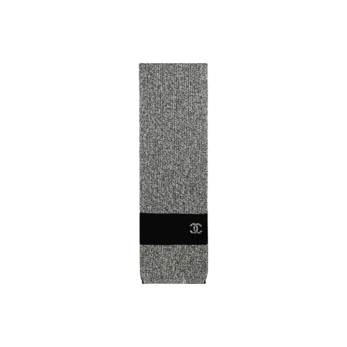 CHANEL Knit Scarves Women's Black Gray Color