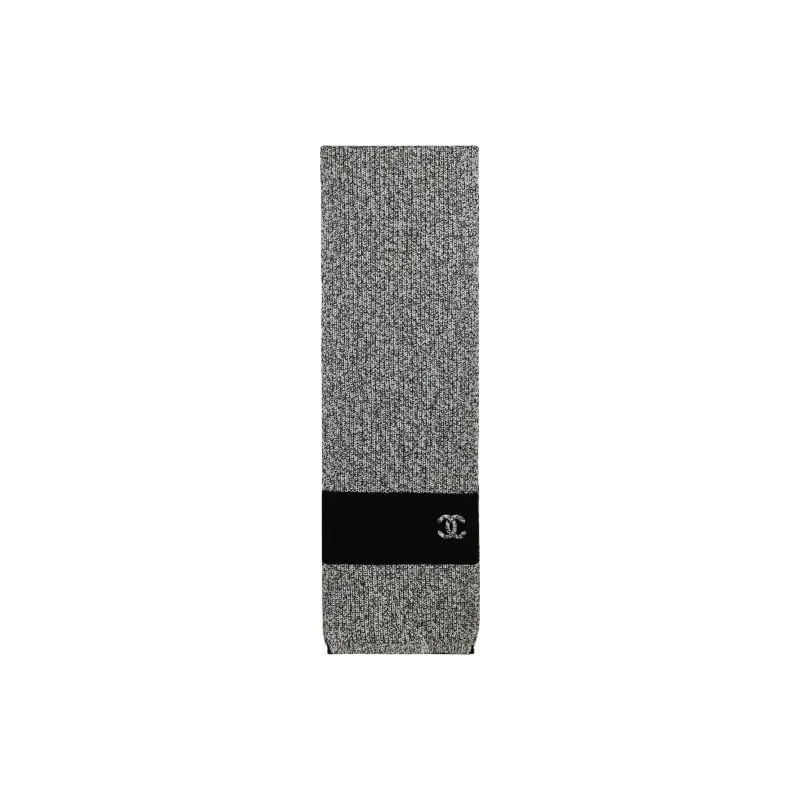 CHANEL Knit Scarves Women's Black Gray Color-0