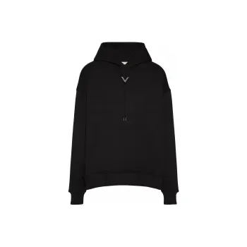 Valentino Garavani Logo Plaque Drawstring Hoodie