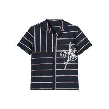 DAVID NAMAN Shirts Men Navy Blue