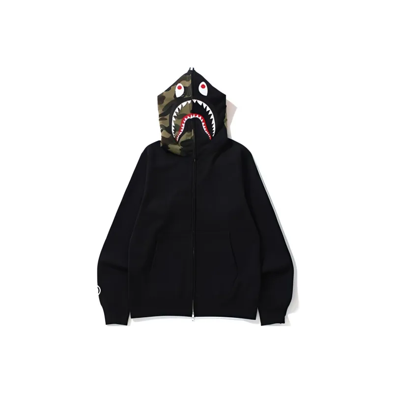 Bape Shark Full Zip Hoodie Camo Hood-2