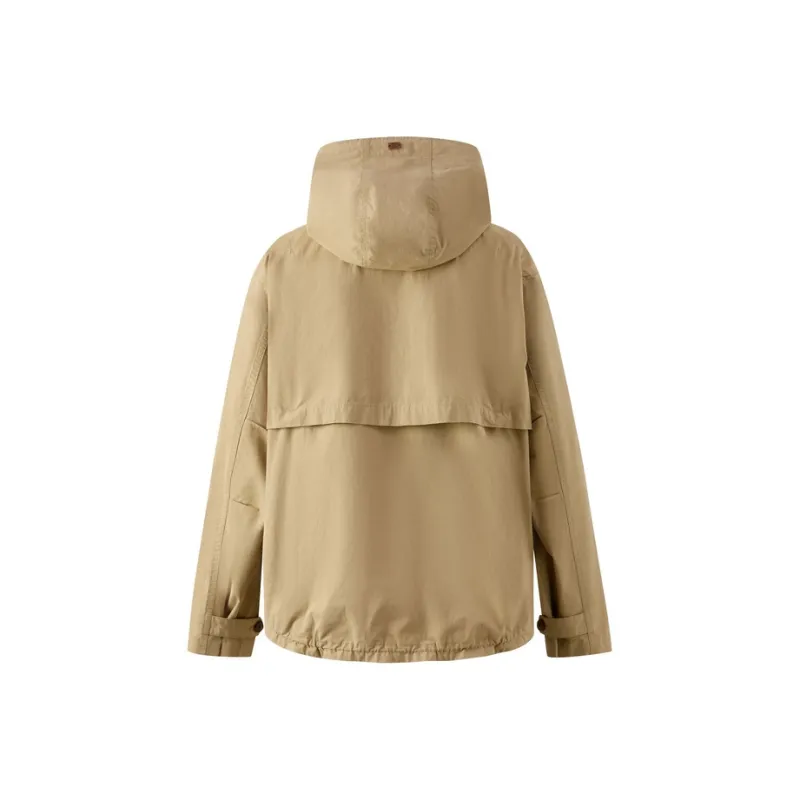 E.land Cropped Coat Women's Light Army Green 491Khaki-1