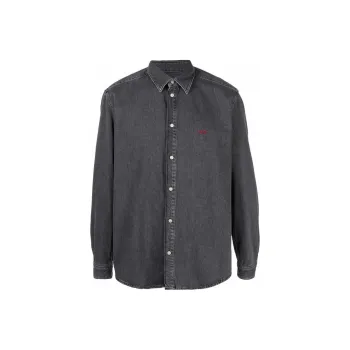 DIESEL Logo Embroidered Long Sleeved Denim Shirt