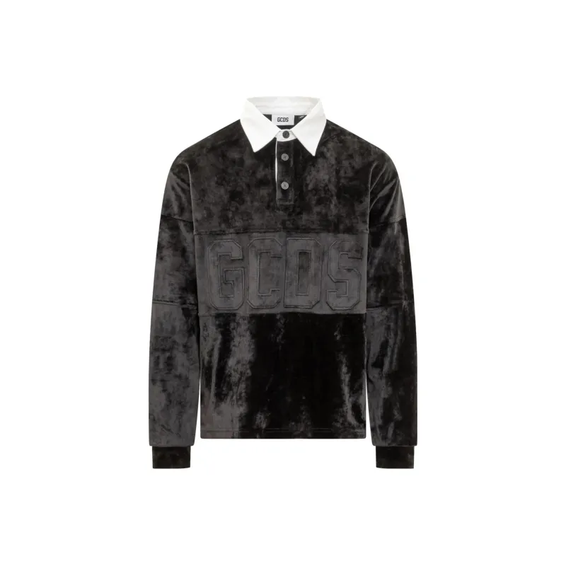 GCDS Logo Patch Long Sleeved Polo Shirt-0