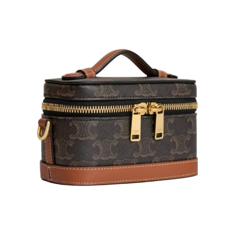 CELINE Triomphe Canvas Shoulder Bag, Crossbody Bag, Handbag Mini Women's Umber-1