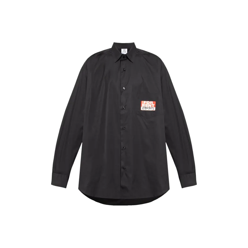 Vetements Logo Printed Collared Long Sleeve Shirt-0