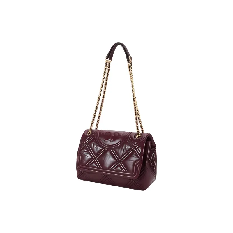 TORY BURCH Fleming Leather Shoulder Bag, Crossbody Bag Regular Women's Burgundy-2
