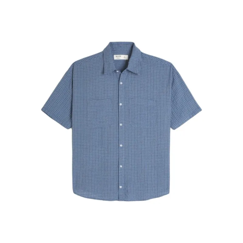 Hollister Shirt Men's Marine Blue Plaid-0
