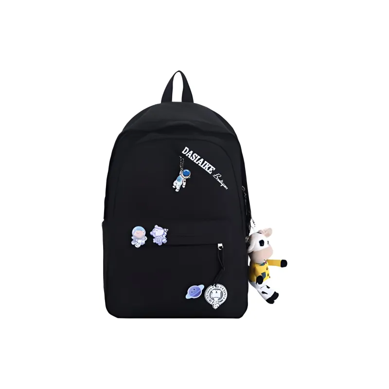 OURFUN Nylon Backpack Regular Unisex White/Black/Pink-6