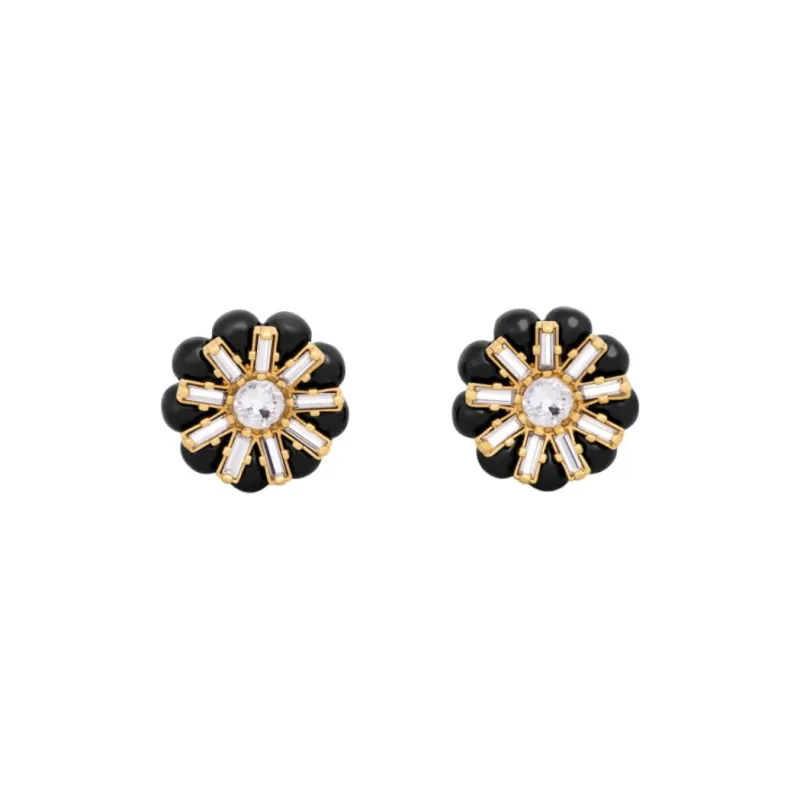 CELINE Brass Earrings Women's Gold/Black-0