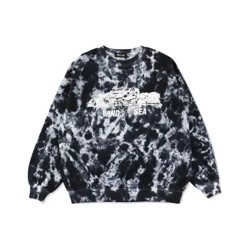 WIND AND SEA TIEDYE ISOLATED ISLAND CREW SWEAT Sweatshirt Unisex Black