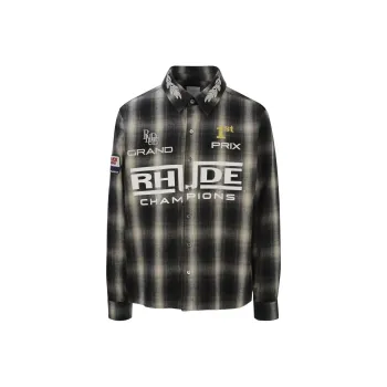 RHUDE Racing Logo Printed Checked Shirt