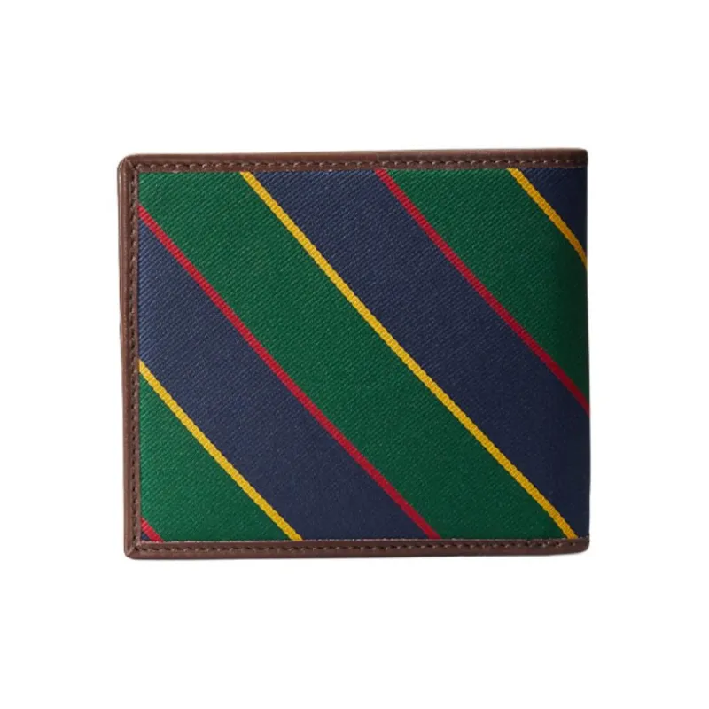 Polo Ralph Lauren Fabric Cow Leather Patchwork Wallet Men's Green/Dark Blue-1