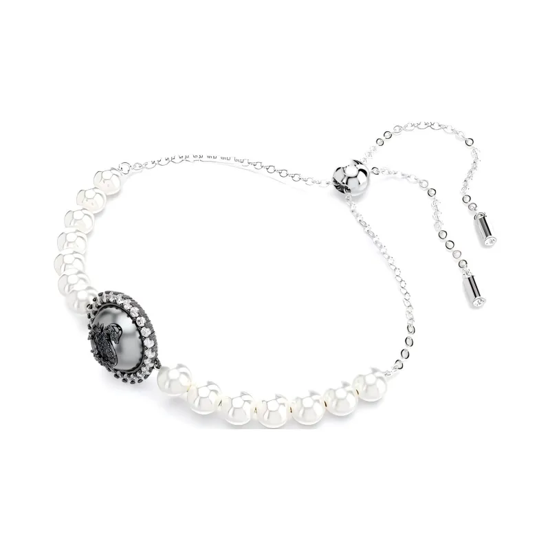Swarovski Synthetic Cubic Zirconia Rhodium-Plated Faux Crystal Faux Pearl Bracelets Women's Gray-1