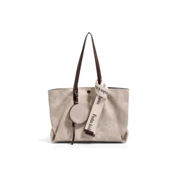 CLEVER& KETCH Microfiber Synthetic Leather Tote, Underarm Shoulder Bag Women's Apricot