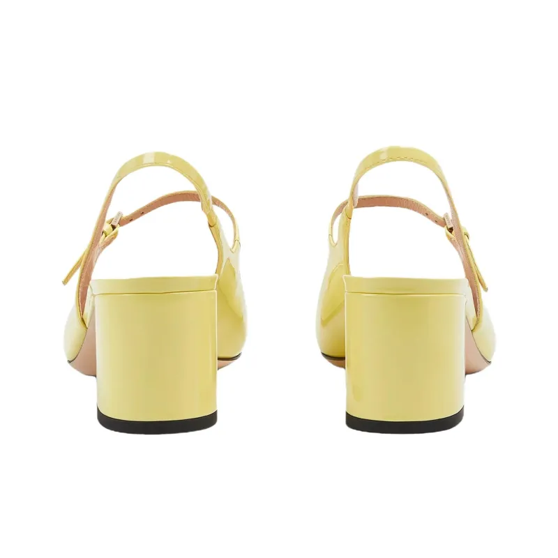GUCCI Chunky Heel High Heels 5.5cm Women's Yellow-3