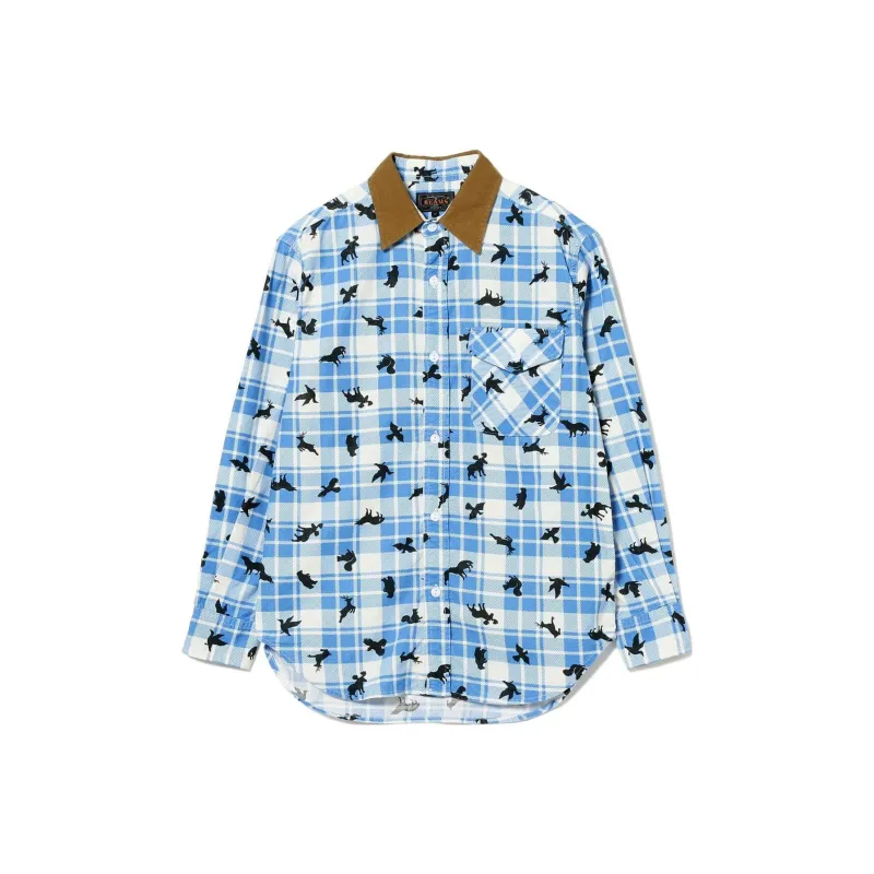 Beams Shirts Men Blue-0