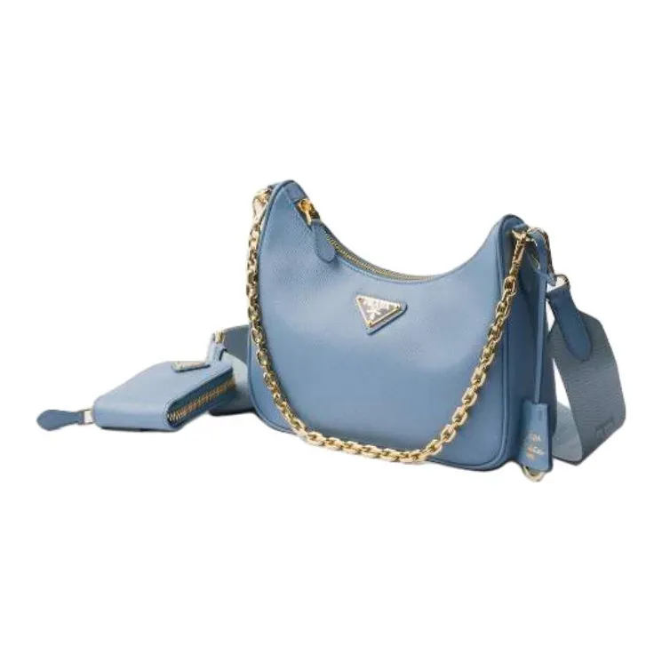 PRADA Re Edition Calfskin One Shoulder Handbags Women's Star Realm Blue-1
