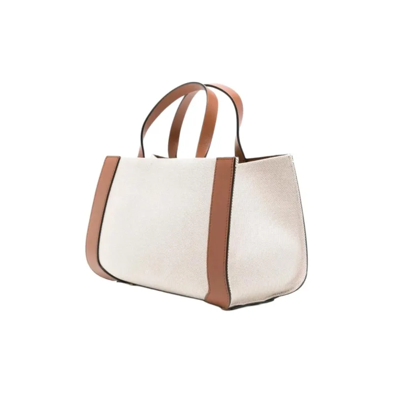 Valentino GARAVANI Canvas Tote Bag, Shopping Bag, Canvas Bag, Handbag Trumpets Women's Beige/Saddle Brown-1