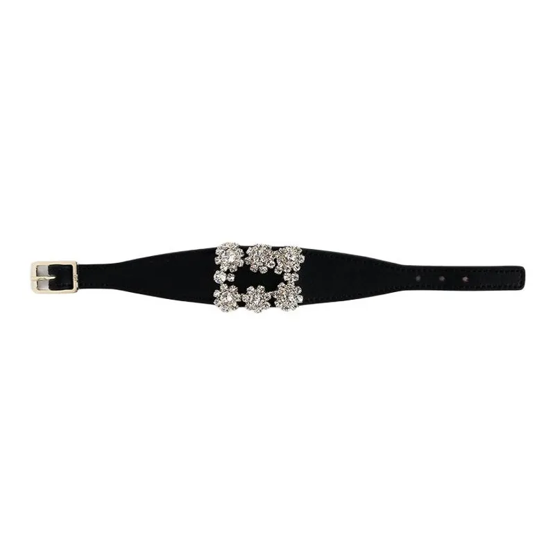 Roger Vivier Metal, Calfskin, Diamond Bracelets Unisex Black-2