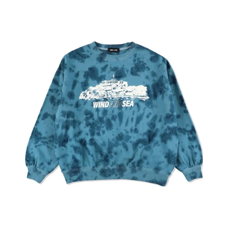 WIND AND SEA TIEDYE ISOLATED ISLAND CREW SWEAT Sweatshirt Unisex Blue-0