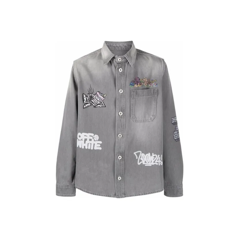 OFF WHITE X Graffiti Milano By Leonardo Totino Denim Shirt-0