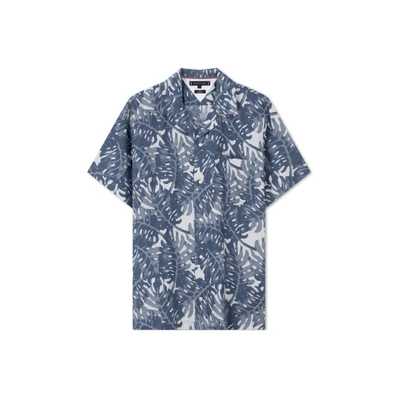 Tommy Hilfiger Shirt Men's Dark Blue White Pattern-0