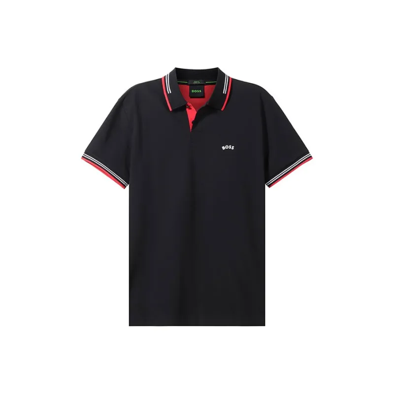 HUGO BOSS Short Sleeve Polo Shirts Men's Red Black-0