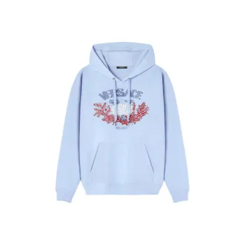 VERSACE University Coral Embroidered Drawstring Hoodie