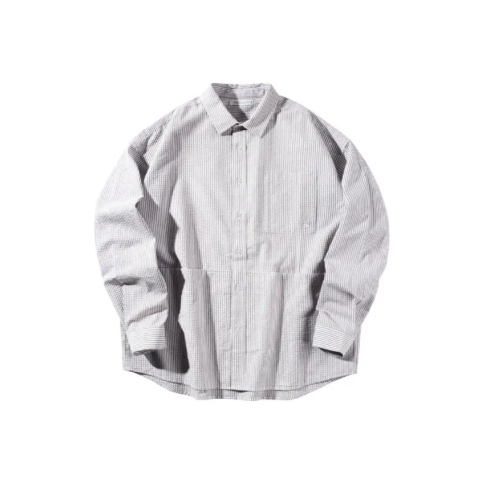 MOBI GARDEN Striped Long Sleeved Shirt Coat Top Unisex-7