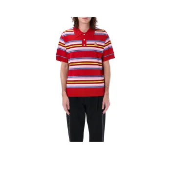 CASABLANCA Striped Short Sleeved Polo Shirt