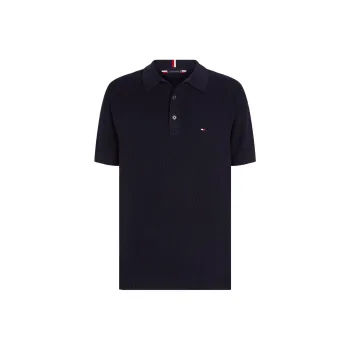 Tommy Hilfiger Oval Waffle Knit Regular Fit Polo Polo Shirt Men's Marine Blue