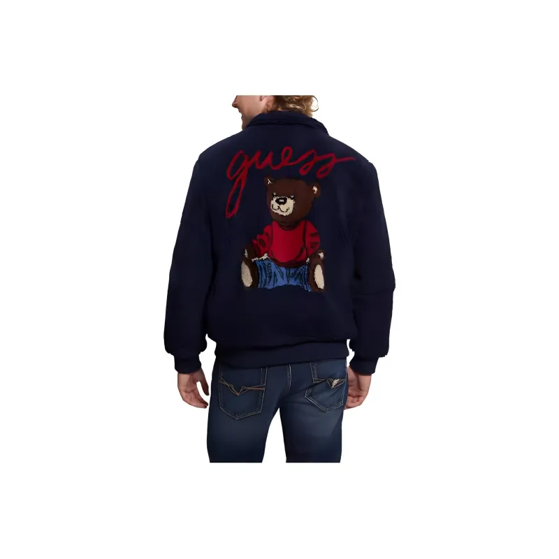 GUESS Bear Sherpa Jacket Jackets Coats Men's Blue-1