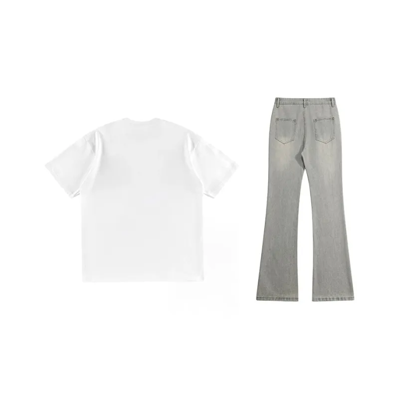 BAGE Casual Sportswear Unisex White Black Jeans-9