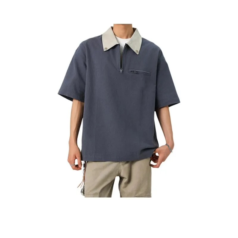 WELTER EXPERIMENT Polo Style Top Unisex Smoke Blue-15